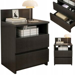 NOČNÝ STOLÍK KOMODA DO SPÁLNE 2 ZÁSUVKY ČIERNA PODKROVIE MODERNÉ 40 CM 130310592 - Nábytok pre deti a mládež