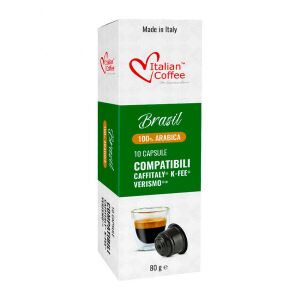 Italian Coffee Brasil 100% Arabica Kaffeekapseln, 10 Stück, Caffitaly und K-Fee kompatibel - Kaffeekapsel