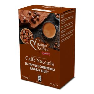 Italian Coffee Caffe Nocciola kapsuly kompatibilné s Lavazza Blue, kávové kapsuly s príchuťou lieskových orieškov - Potraviny & Nápoje