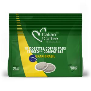 Gran Brasil kávové vankúšiky kompatibilné so Senseo, 18 kusov, značka Italian Coffee - Potraviny & Nápoje