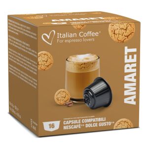 Amaretto Dolce Gusto Kompatibilis Kapszula, 16 darab. Mandula ízű kávékapszulák Dolce Gusto gépekhez. - Kávépárna & Kávékapszula