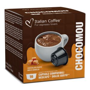 Chocomou Dolce Gusto Kompatibilis Kapszula, Csokoládé, Mou és Vanília Ízű Ital, 16 darab - Kávépárna & Kávékapszula