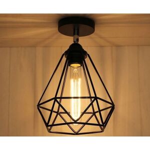 Черна таванна лампа с форма на диамант с дизайн на клетка - Лампи и осветление