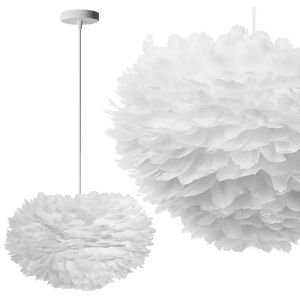 Бяла висяща лампа с пера, показваща два ъгъла - Лампи и осветление