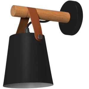 Lampa Kinkiet Ścienny Metalowy Z Paskiem APP466-1W Czarna 136087813 - Lampa ścienna