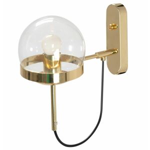 Lampa ścienna Fali APP910-1W arany, złota lampa ścienna z przezroczystym szklanym kloszem - Lampa ścienna