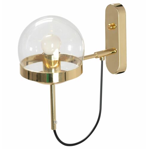 Lampa ścienna Fali APP910-1W arany, złota lampa ścienna z przezroczystym szklanym kloszem