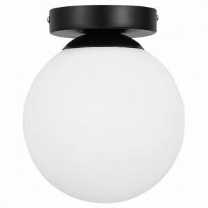 Lampa sufitowa APP1155-1C Czarna z białym kloszem kulistym - Lampy i oświetlenie