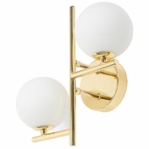 Fali lámpa APP1171-2W złoty kinkiet z białymi szklanymi kulami - Lampa ścienna