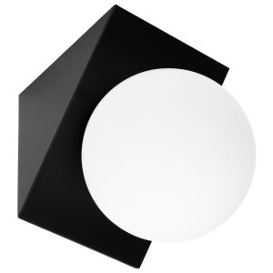 Stílusos fekete falra szerelt lámpa fehér gömbernyővel - Fali lámpa