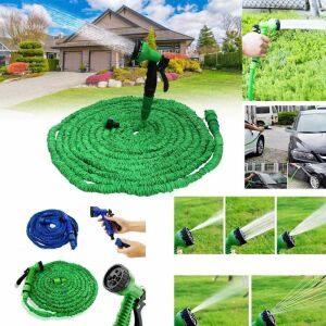 Magic Hose furtun de grădină extensibil cu duză de pulverizare cu 7 funcții, care prezintă diverse utilizări, cum ar fi udarea plantelor, spălarea mașinii și a câinelui - Irigare