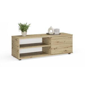 VIVA 110 cm TV-Schrank in Artisan Eiche mit offenen Regalen und geschlossenem Schrank, 1 Tür - TV- und Medienaufbewahrungsmöbel