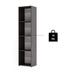 LONI 160x40 cm graues Bücherregal, 4 Regale, minimalistisches Design, offenes Regal, Wohnzimmer, Schlafzimmer, Büro - Wohnzimmermöbel