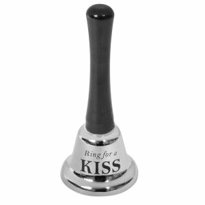 Clopoțel Metalic, Model "Ring for a Kiss", Negru, Diametru 5 cm, Înălțime 12.5 cm 130322693 - Idei de cadouri pentru cupluri