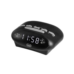 Szögletes nézet a Trevi RC 821 fekete ébresztőórás rádióról - Trevi