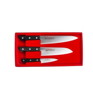 Masahiro BWH 3 részes késkészlet piros díszdobozban, séf, santoku és hámozó késsel - Kés