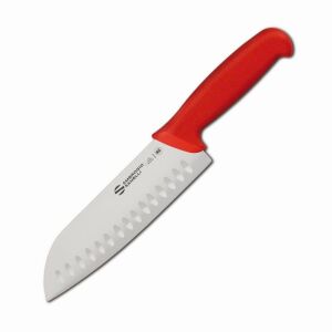 Sanelli Ambrogio Supra Santoku kés granton pengével, 18 cm-es pengével és piros nyéllel - Kés
