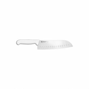 Ambrogio Sanelli Supra Santoku kés granton pengével, 18 cm, fehér nyél. Professzionális konyhakés precíz vágáshoz. - Kés