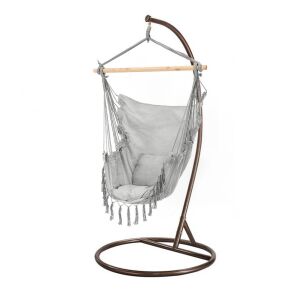 Leziter Puerto függőszék állvánnyal, szürke-barna, kényelmes és stílusos, tökéletes a pihenéshez - Függőszék