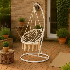 Cardenas függőfotel állvánnyal bézs színben, Leziter márka, kényelmes és stílusos kerti bútor - Függőfotel