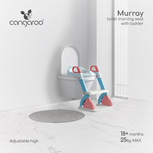 Cangaroo Murray lépcsős WC szűkítő, rózsaszín, állítható magasság, kisgyermekeknek, 18 hónapos kortól, 25 kg-ig - Cangaroo