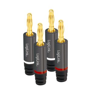 Logilink Audio Banán csatlakozók, 4 db, fém, szürke 130342157 - Logilink