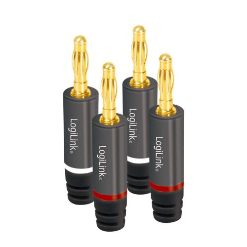Logilink Audio Banán csatlakozók, 4 db, fém, szürke 130342157