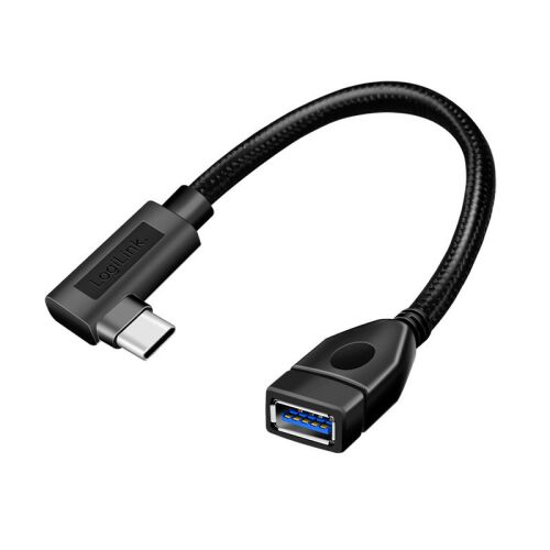 Logilink USB 3.2 Gen2 Type-C adapter, C/M 90 USB-A/F, OTG, fekete, 0,2 m 130342197