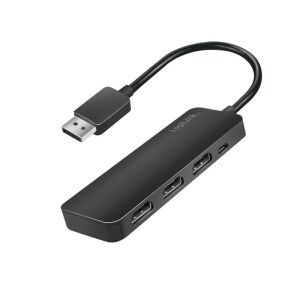 Video adaptér LOGILINK, rozbočovač DisplayPort (T) na 3 x HDMI (M), maximálne rozlíšenie UHD (3840 x 2160), 1 x 4K/60 Hz + 2 x 30 Hz, poniklované konektory, 60 Hz, 0,17 m, čierny 130342201 - DisplayPort redukcie
