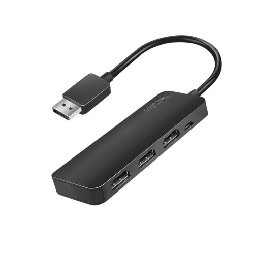 Video adaptér LOGILINK, rozbočovač DisplayPort (T) na 3 x HDMI (M), maximálne rozlíšenie UHD (3840 x 2160), 1 x 4K/60 Hz + 2 x 30 Hz, poniklované konektory, 60 Hz, 0,17 m, čierny 130342201
