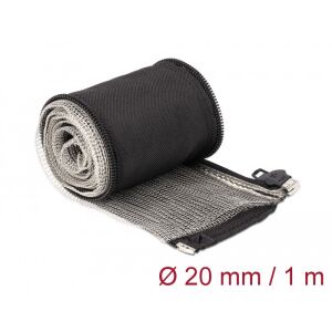 Delock Hőellenálló EMI Shielding fonott borítás zipzárral, 1 m x 20 mm méretű, fekete 130342298 - Kábelharisnya