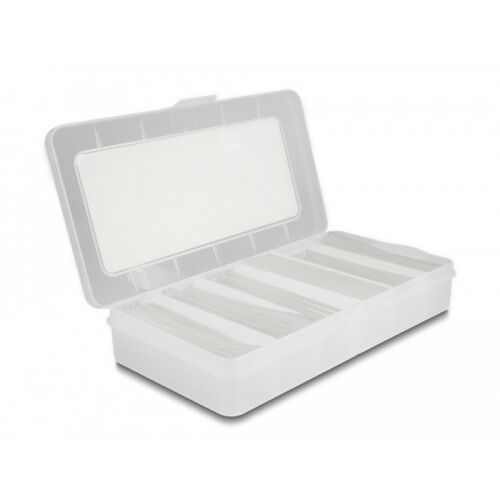 Delock 196 db. áttetsző, 2:1 zsugorodási arányú hőre zsugorodó tömlő rekeszes tároló dobozban