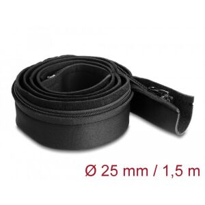 Delock Kábelbújtató neoprén hajlékony zipzárral 1,5 m x 100 mm fekete színű 130342325 - Kábelharisnya