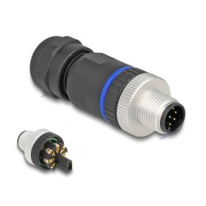 Delock M12 Csatlakozó A-kódolású, 8 tűs apa csavarozható kapcsolat 130342509 - Ipari csatlakozó