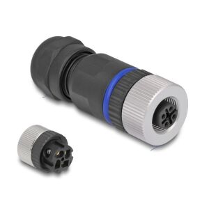 Delock M12 Csatlakozó A-kódolású, 4 tűs anya csavarozható kapcsolat 130342510 - Ipari csatlakozó