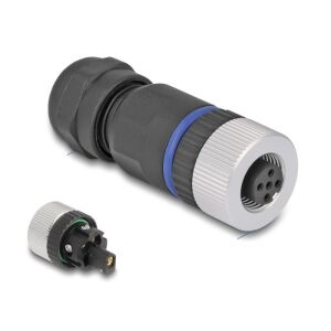 Delock M12 Csatlakozó A-kódolású, 5 tűs anya csavarozható kapcsolat 130342511 - Ipari csatlakozó