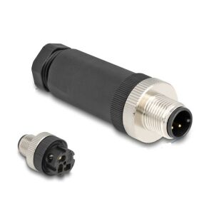 Delock M12 Csatlakozó A-kódolású, 3 tűs apa csavarozható kapcsolat 130342516 - Ipari csatlakozó