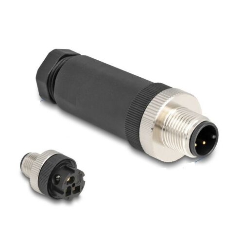 Delock M12 Csatlakozó A-kódolású, 3 tűs apa csavarozható kapcsolat 130342516