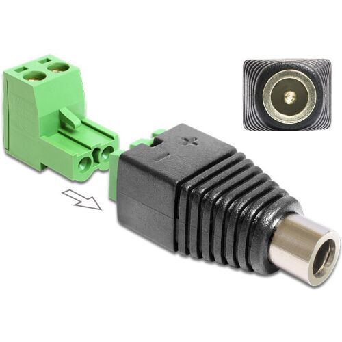 Delock Adapter DC 2.1 x 5.5 mm anya&gt; Terminál blokk 2 érintkezővel 2-részes