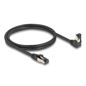 Delock RJ45 hálózati kábel Cat.8.1 S/FTP 90 fokban lefelé hajló / egyenes 1 m fekete 130343119 - Delock