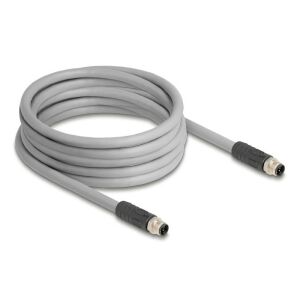 Delock M12 kábel L-kódolt 5 tűs apa - apa PUR húzóláncokhoz alkalmas 5 m szürke 130343183 - DC kábel