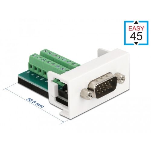 Delock Easy 45 modul VGA férfi 16 tűs csatlakozóblokkba 22,5 x 45 mm 130343337