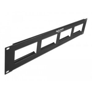 Delock Easy 45 19 patch panel kivágás 4 x 90,5 x 45,2 mm, 2U, fekete 130343341 - Patch panel
