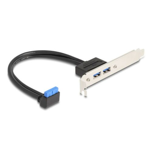 Delock Hornyos konzolos kábel 1 db. USB 5 Gbps tűfejes anya 90 -ban hajlított végződéssel és 2 db. USB 5 Gbps A-típusú anya végződéssel 50 cm 130343368