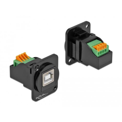 Delock D-típusú modul USB 2.0 B-típusú hüvely anya sorkapocs modul, fekete - Keystone modul