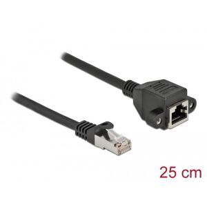 Delock Netzwerk Verlängerungskabel S/FTP RJ45 Stecker - RJ45 Buchse Cat.6A, 25 cm lang, schwarz 130343514 - FTP-Kabel