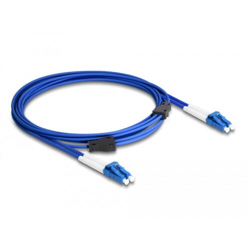 Delock LC Duplex - LC Duplex szimpla OS2 optikai kábel, 1 méter, kék - Optikai kábel