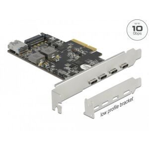 Delock PCI Express x4 Kártya - 4 x USB Type-C + 1 x A-típusú USB - SuperSpeed USB 10 Gbps - alacson