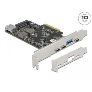 Delock PCI Express x4 Kártya - 3 x USB Type-C + 2 x A-típusú USB - SuperSpeed USB 10 Gbps - alacson 130343999 - PCI hálózati kártya