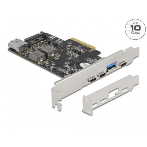 Delock PCI Express x4 Kártya - 3 x USB Type-C + 2 x A-típusú USB - SuperSpeed USB 10 Gbps - alacson 130343999